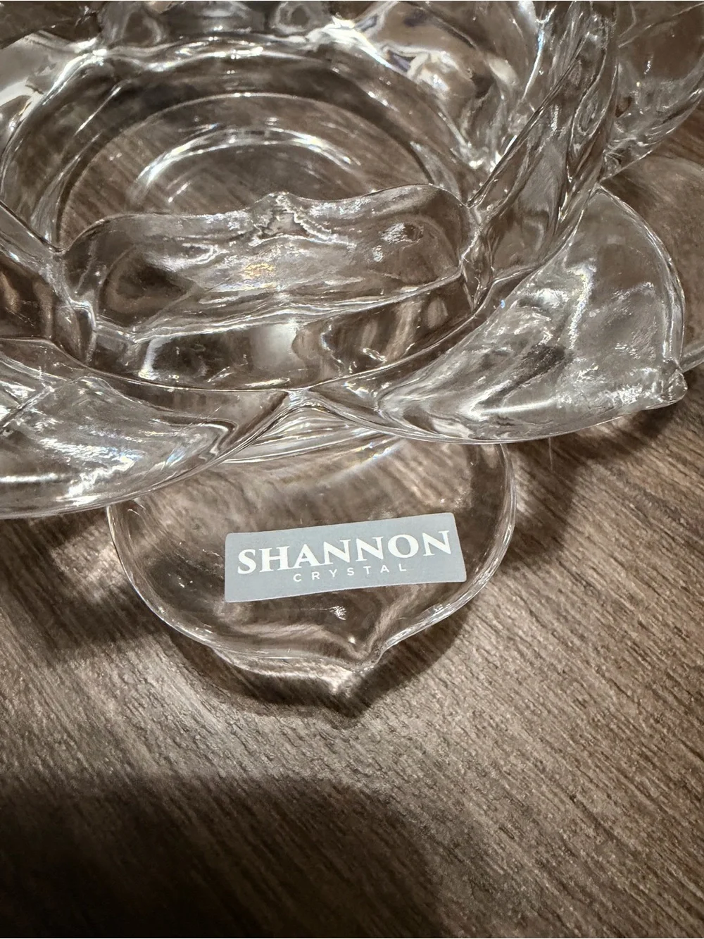 Godinger Clear Crystal Lotus Pillar Candle Holder